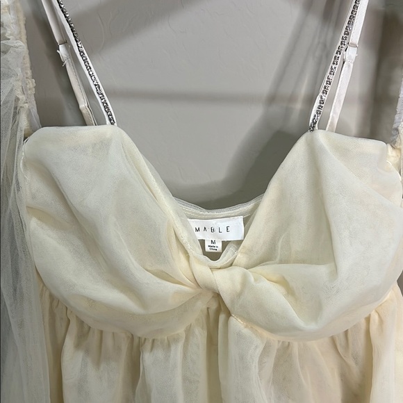 Mable Blouse Tulle Rhinestones Fairycore Princess Puff Top Whimsy Anthropologie - Picture 2 of 12